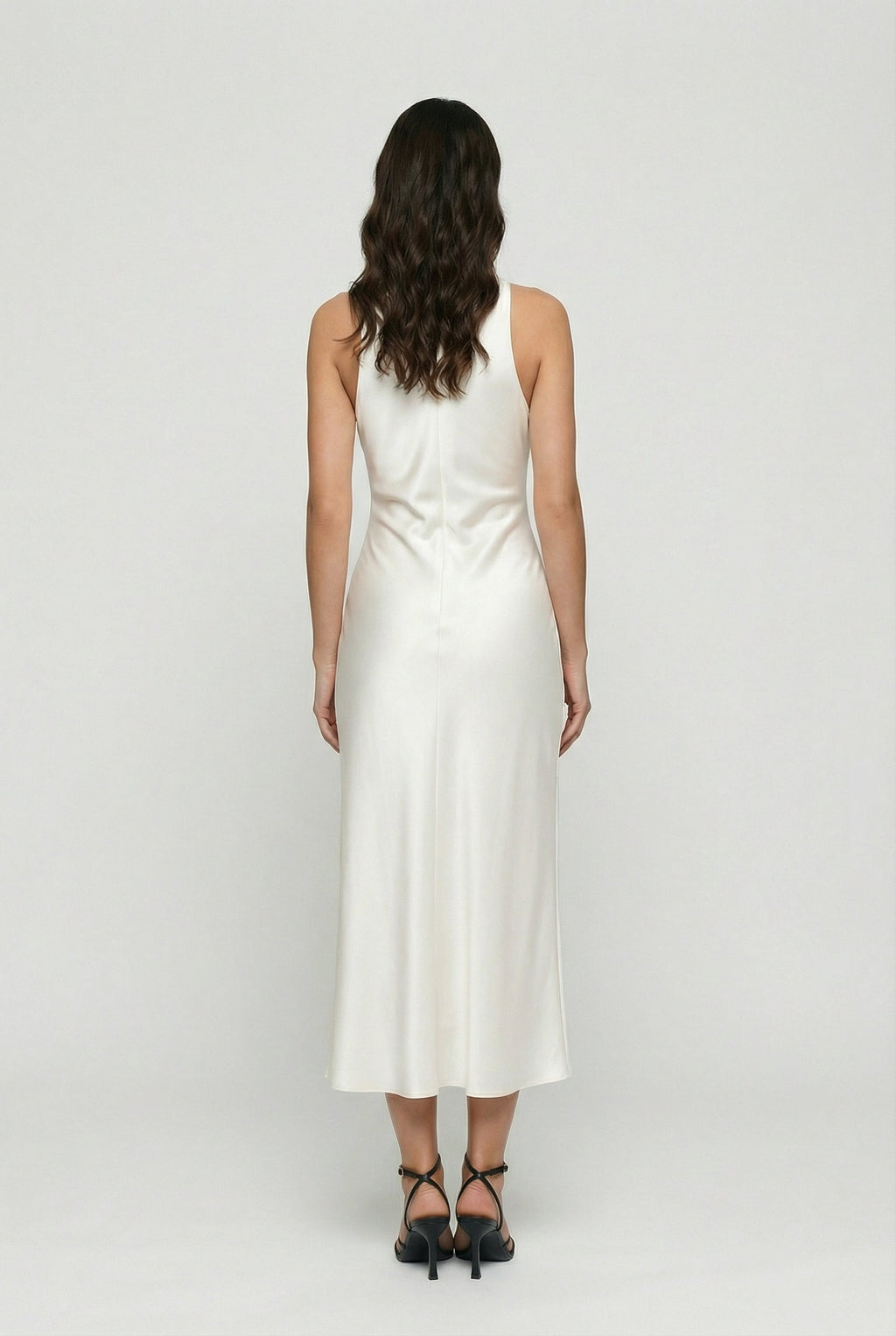 Women's Midi Dress | Elegant Cowl Neck Satin with Ruched Detail 2