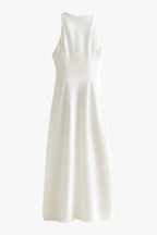 Women's Midi Dress | Elegant Cowl Neck Satin with Ruched Detail 4