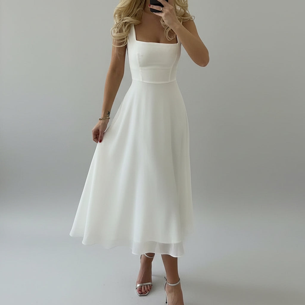 Women's Midi Dress | Sleeveless Woven Fabric, Summer Cocktail 0