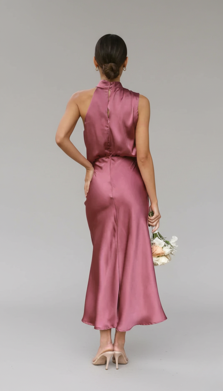 Women's Midi Dress | Soft Fabric Halter Neck, Sleeveless, Summer Cocktail 5