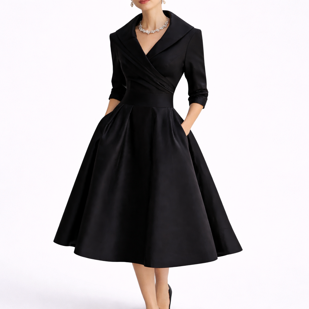 Women's Midi Dress | Structured Bodice, A-Line Skirt 0