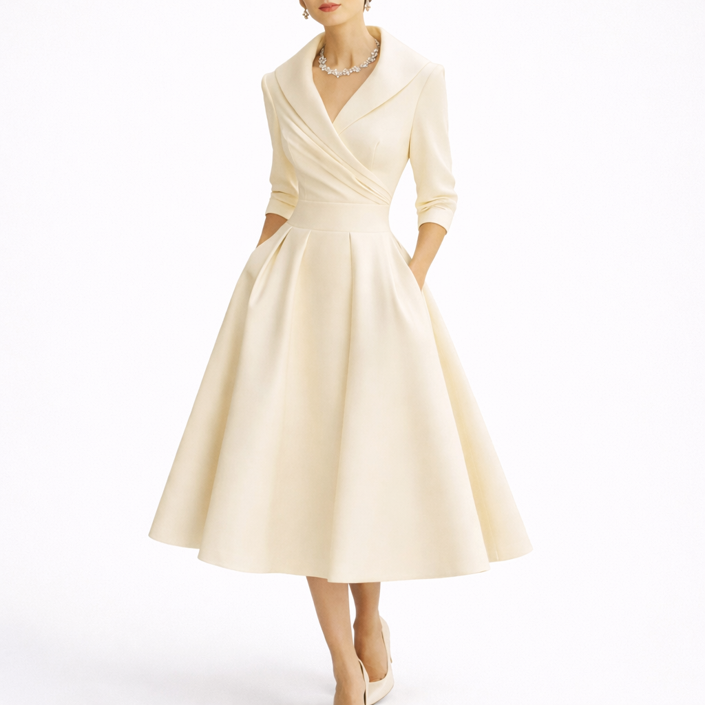 Women's Midi Dress | Structured Bodice, A-Line Skirt 3