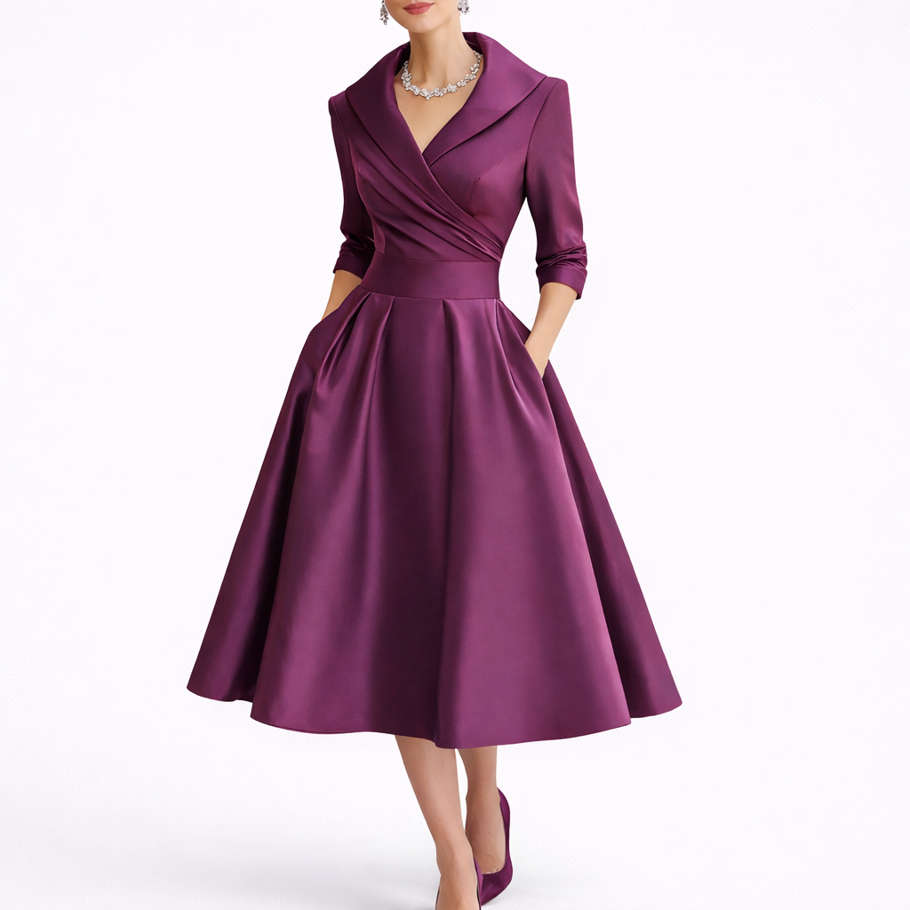 Women's Midi Dress | Structured Bodice, A-Line Skirt 5