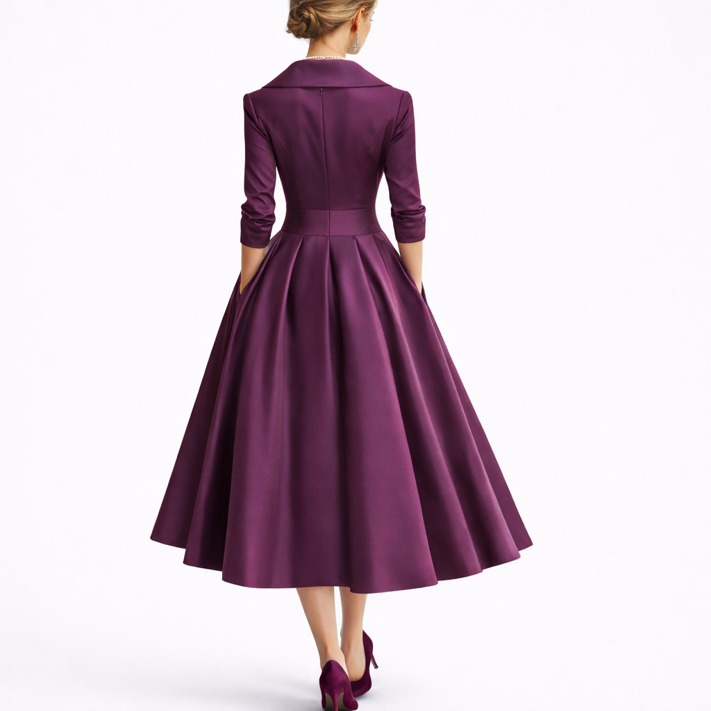 Women's Midi Dress | Structured Bodice, A-Line Skirt 6