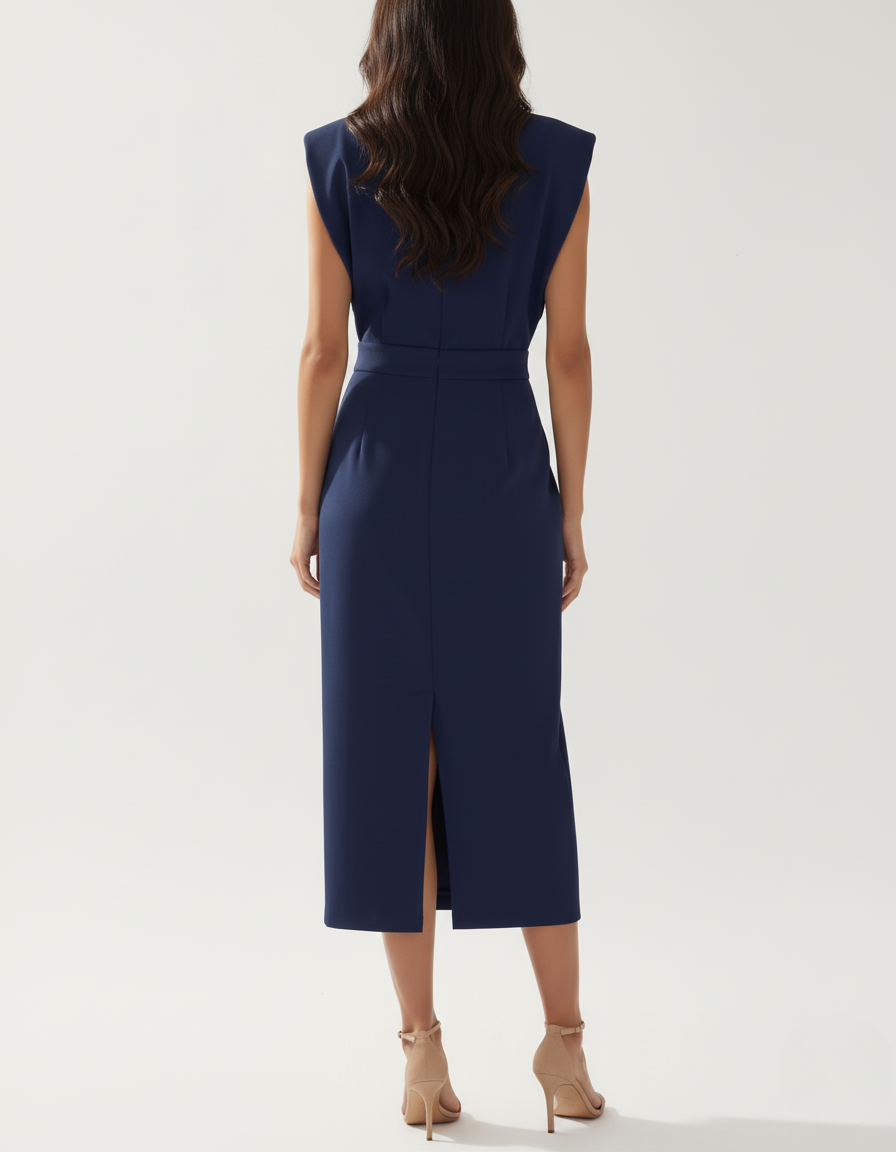 Women's Midi Dress | Textured Fabric, Button-Front Design for Cocktail and Formal Events 1