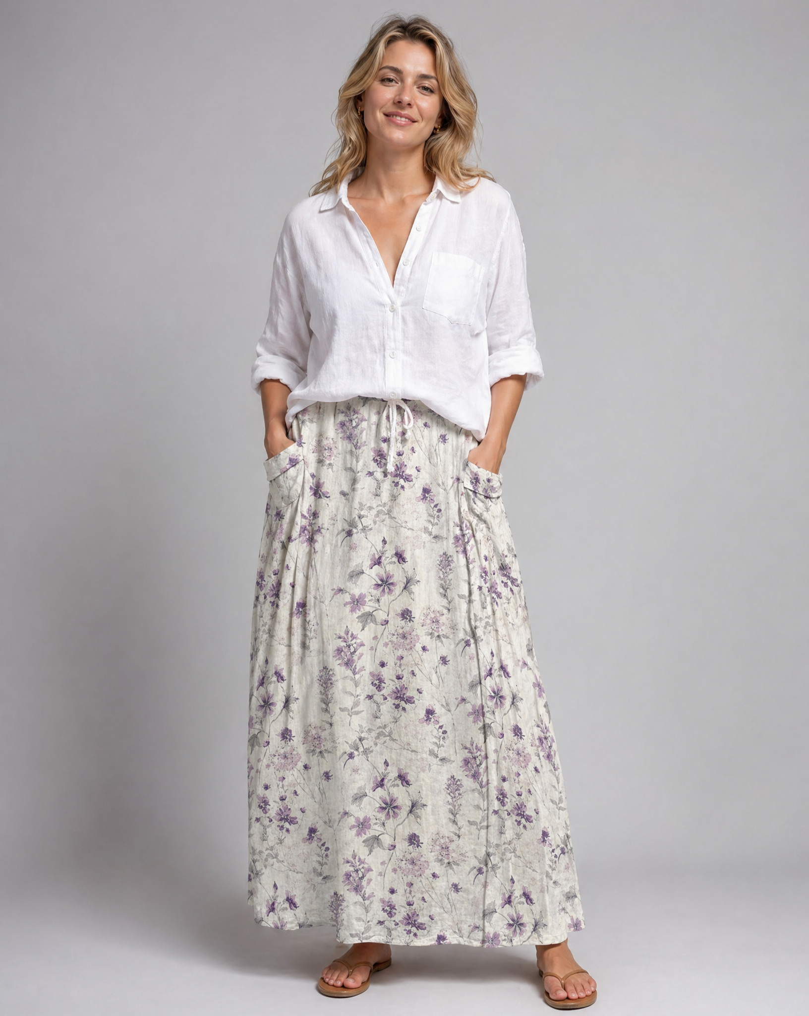 Women's Midi Skirt | Vintage Floral Print, Comfortable A-Line Design 0