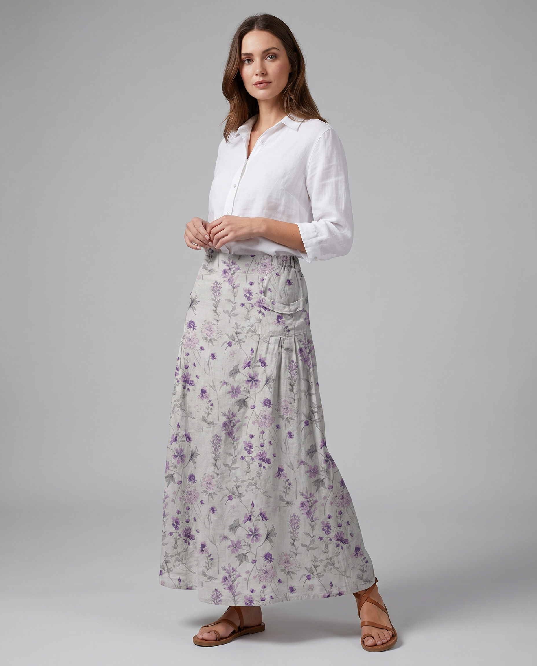 Women's Midi Skirt | Vintage Floral Print, Comfortable A-Line Design 1