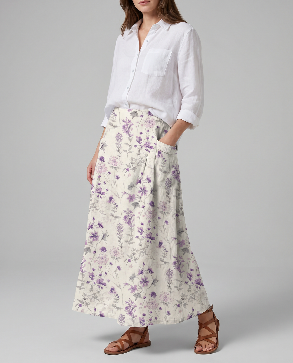 Women's Midi Skirt | Vintage Floral Print, Comfortable A-Line Design 2