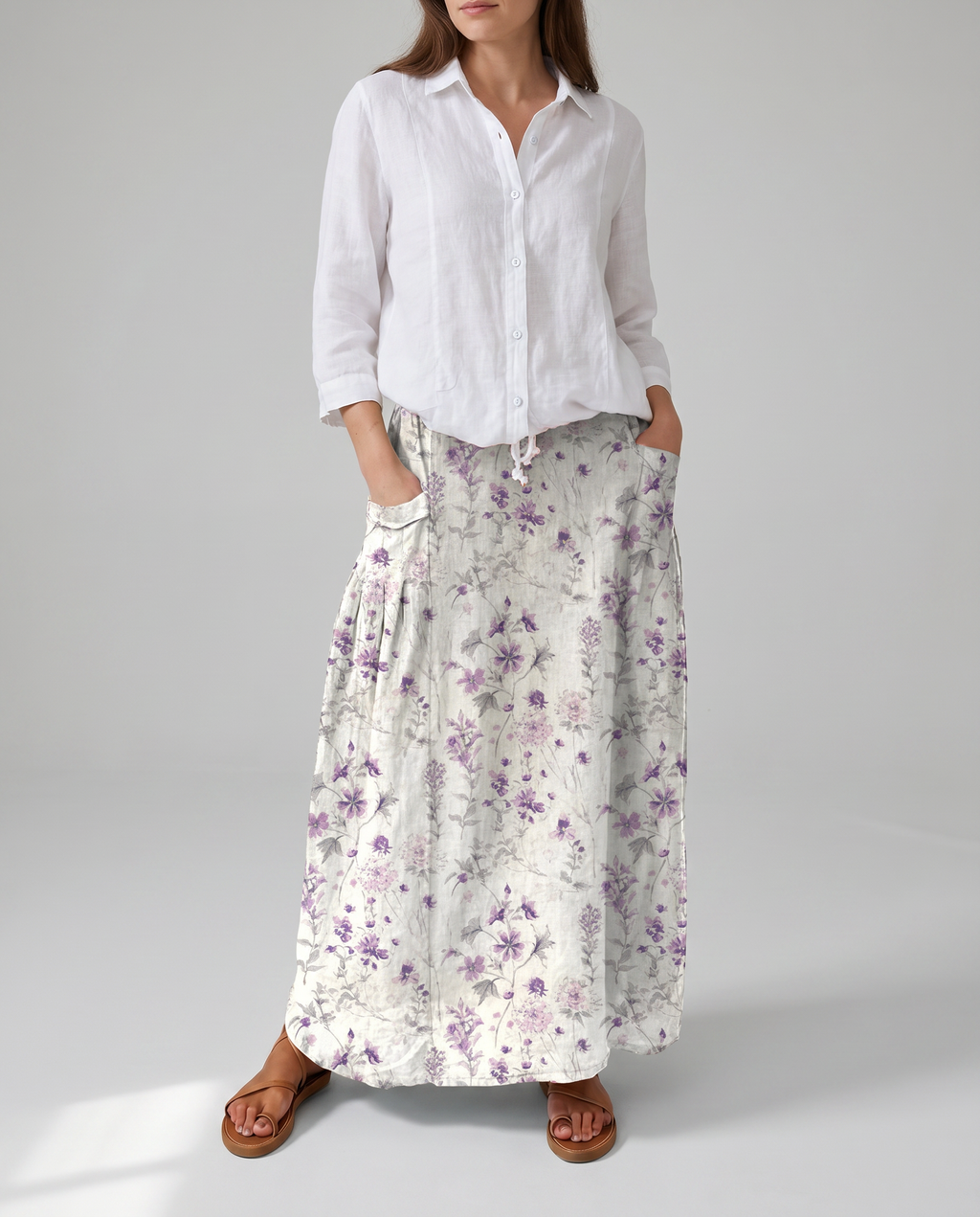 Women's Midi Skirt | Vintage Floral Print, Comfortable A-Line Design 3