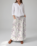 Women's Midi Skirt | Vintage Floral Print, Comfortable A-Line Design 3