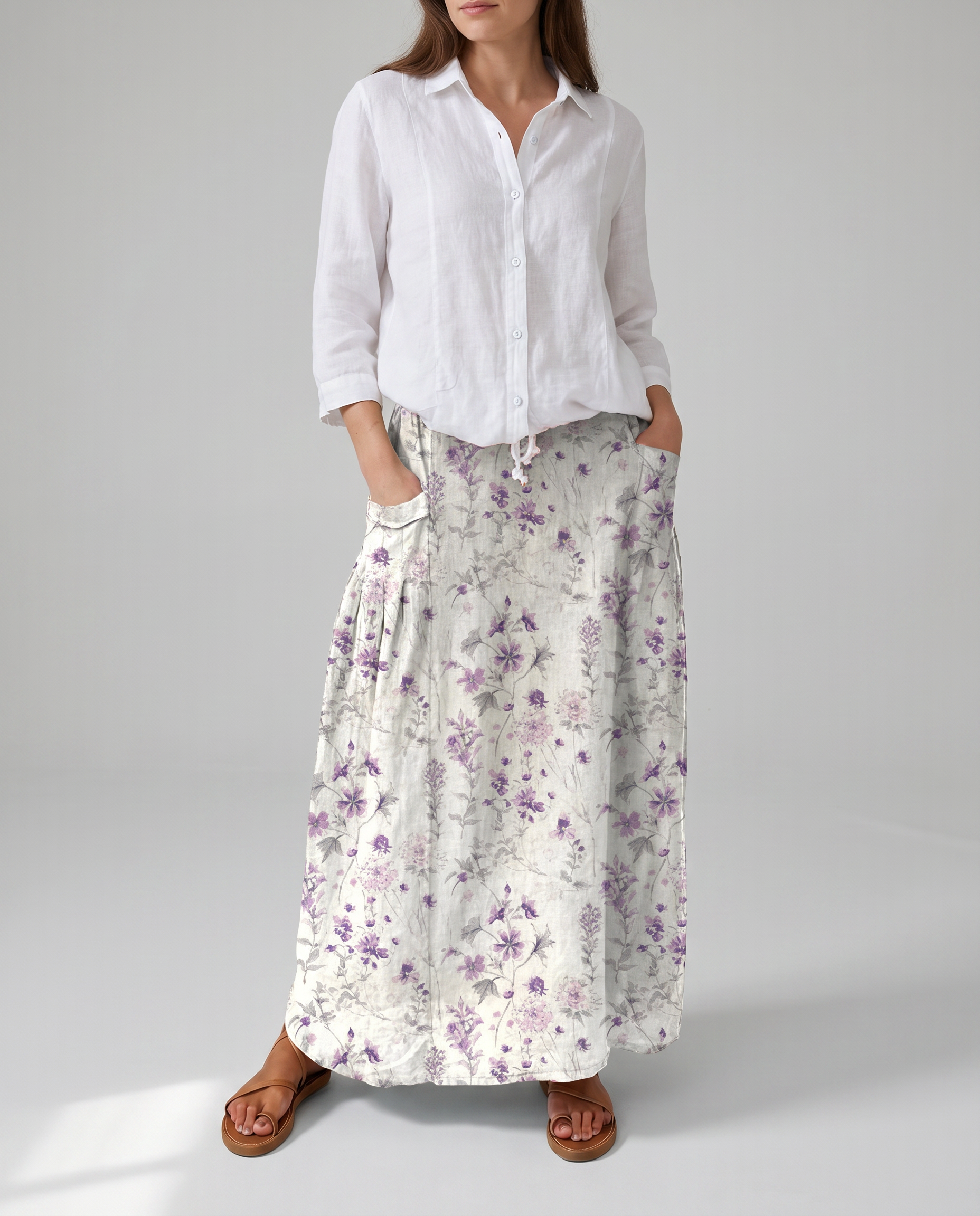 Women's Midi Skirt | Vintage Floral Print, Comfortable A-Line Design 3