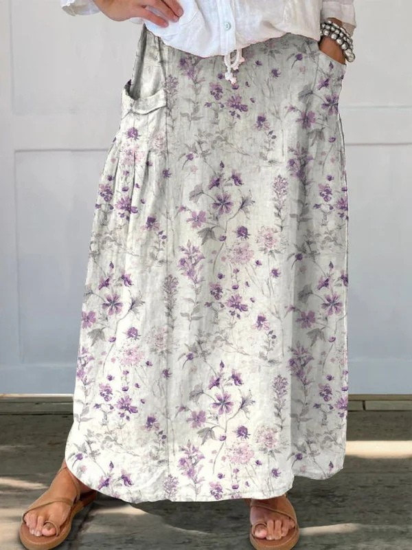 Women's Midi Skirt | Vintage Floral Print, Comfortable A-Line Design 4