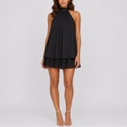 Women's Mini Dress | Elegant Halter Neck, Lightweight Chiffon, Summer Cocktail 0