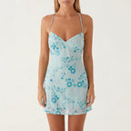 Women's Mini Dress | Floral Embroidery, Beaded Details, Summer Cocktail 0
