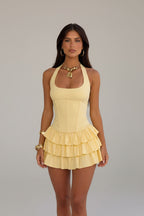 Women's Mini Dress | Structured Bodice Soft Yellow 0