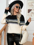 Women's Norwegian Sweater | Soft Knit, Geometric Patterns, Round Neck, Long Sleeves 0