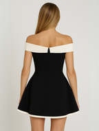 Women's Off-Shoulder Mini Dress | Rayon, Flared Skirt 3