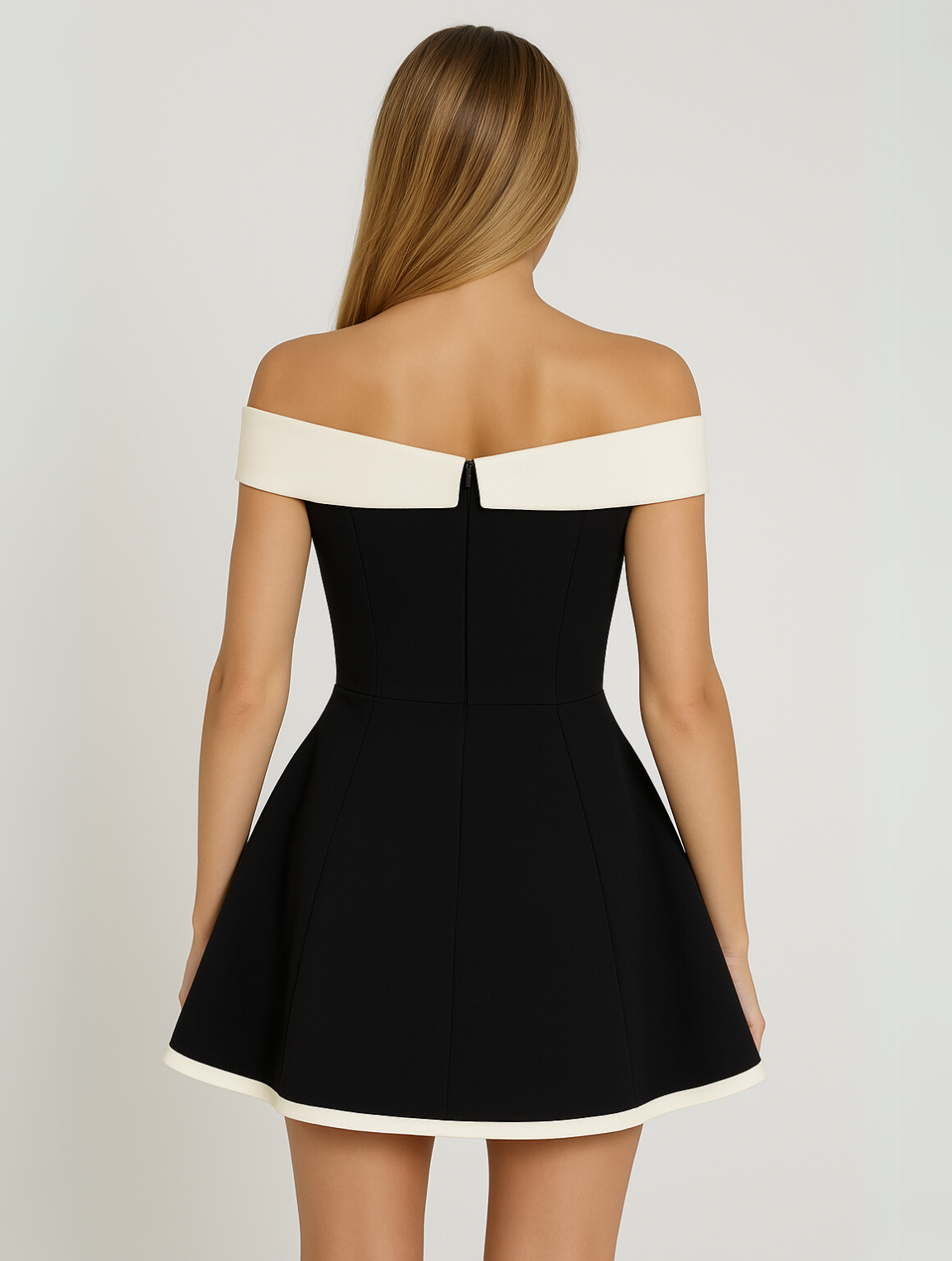 Women's Off-Shoulder Mini Dress | Rayon, Flared Skirt 3