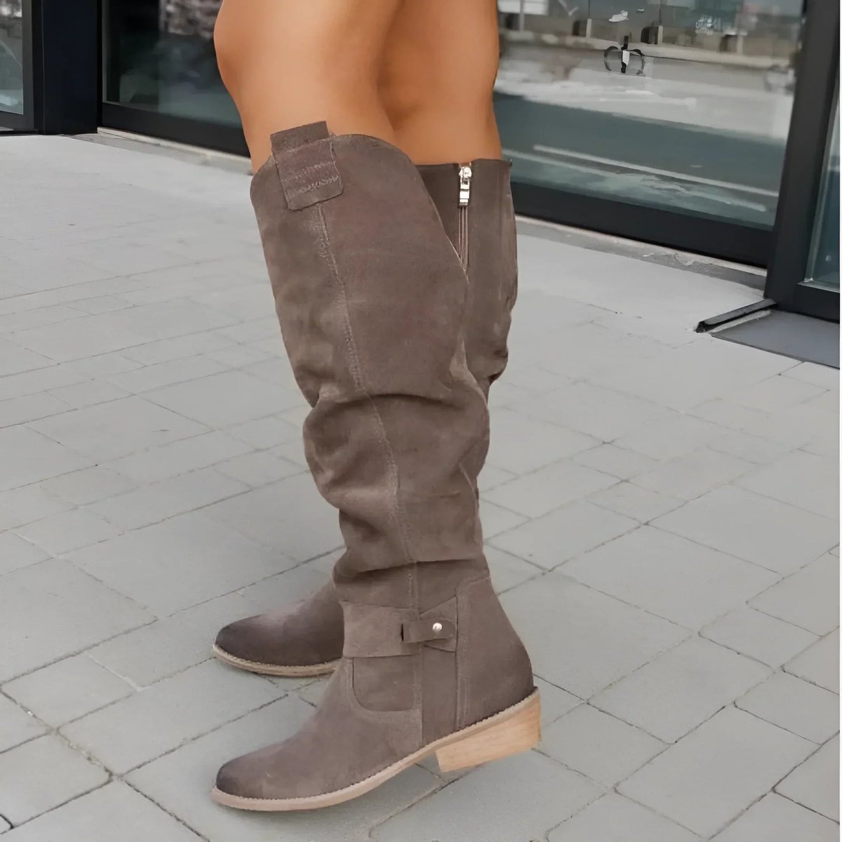 Women's Over-the-Knee Boots | Slouchy Fit, Low Block Heel, Suede-Effect 2