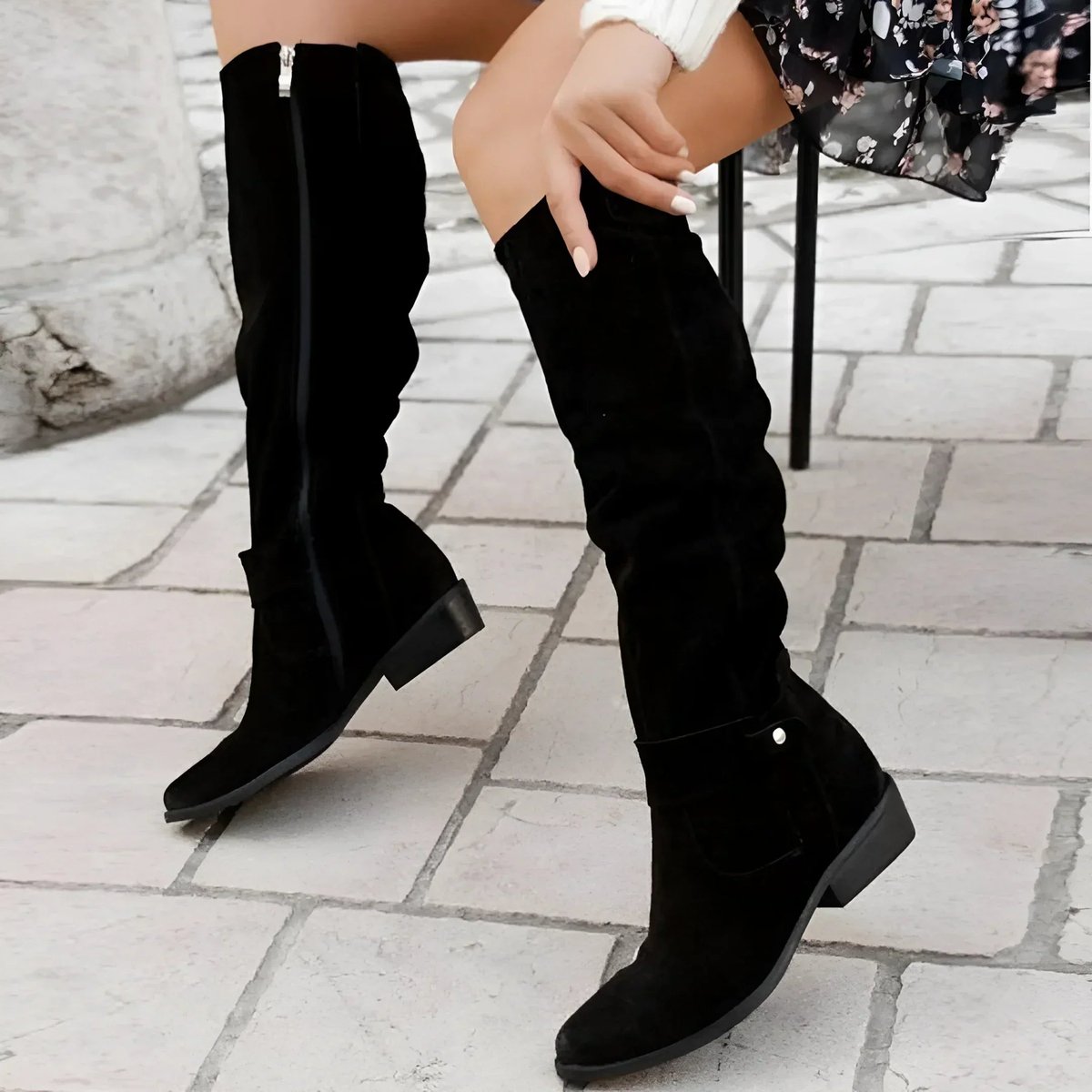 Women's Over-the-Knee Boots | Slouchy Fit, Low Block Heel, Suede-Effect 5