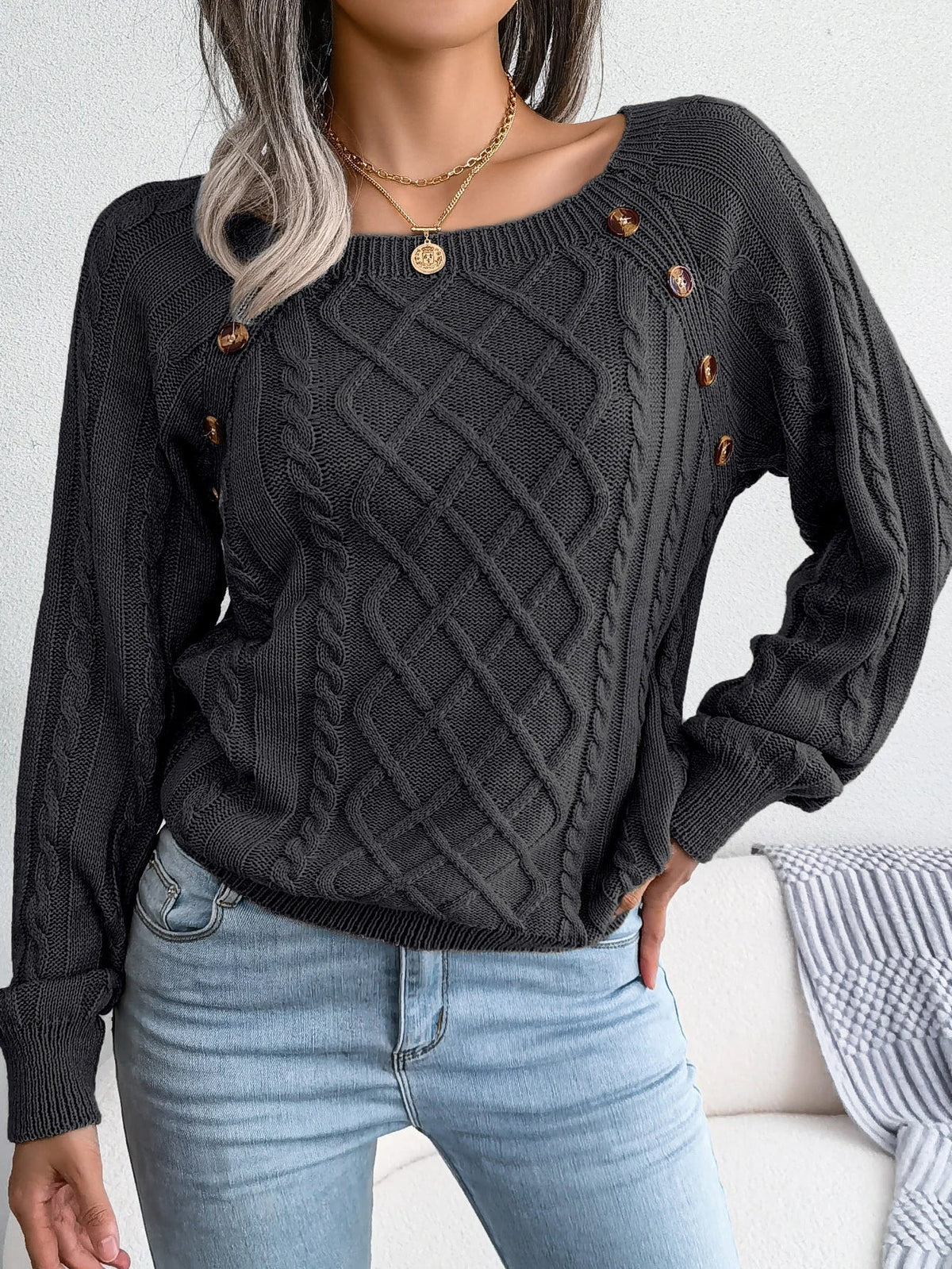 Women's Oversized Cable-Knit Cardigan Sweater | Relaxed Fit, Button-Through Front, Longline Shape 4