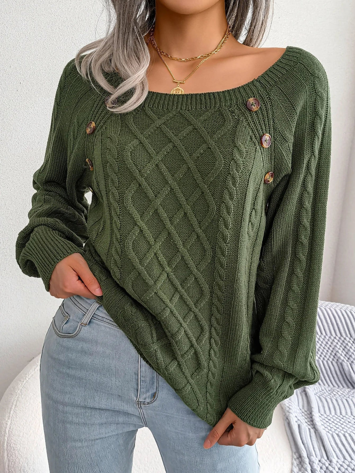 Women's Oversized Cable-Knit Cardigan Sweater | Relaxed Fit, Button-Through Front, Longline Shape 5