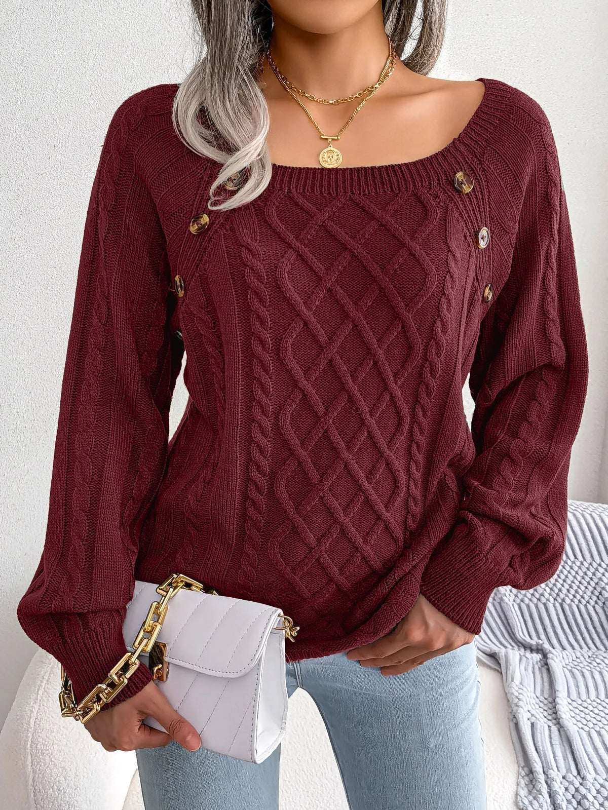 Women's Oversized Cable-Knit Cardigan Sweater | Relaxed Fit, Button-Through Front, Longline Shape 8