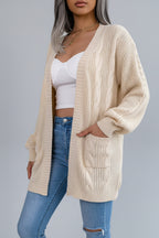 Women's Oversized Cardigan | Chunky Cable Knit with Pockets, Open Front 0