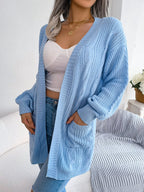 Women's Oversized Cardigan | Chunky Cable Knit with Pockets, Open Front 2