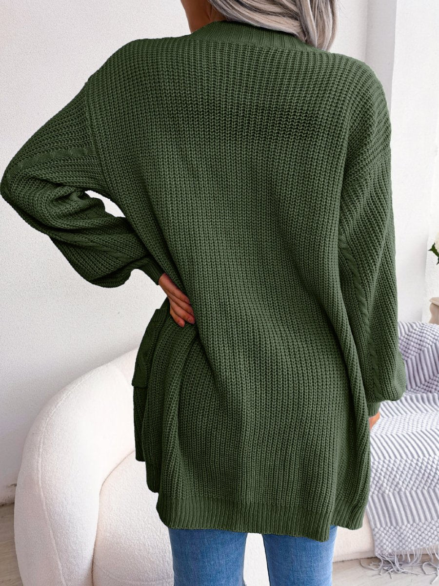 Women's Oversized Cardigan | Chunky Cable Knit with Pockets, Open Front 3