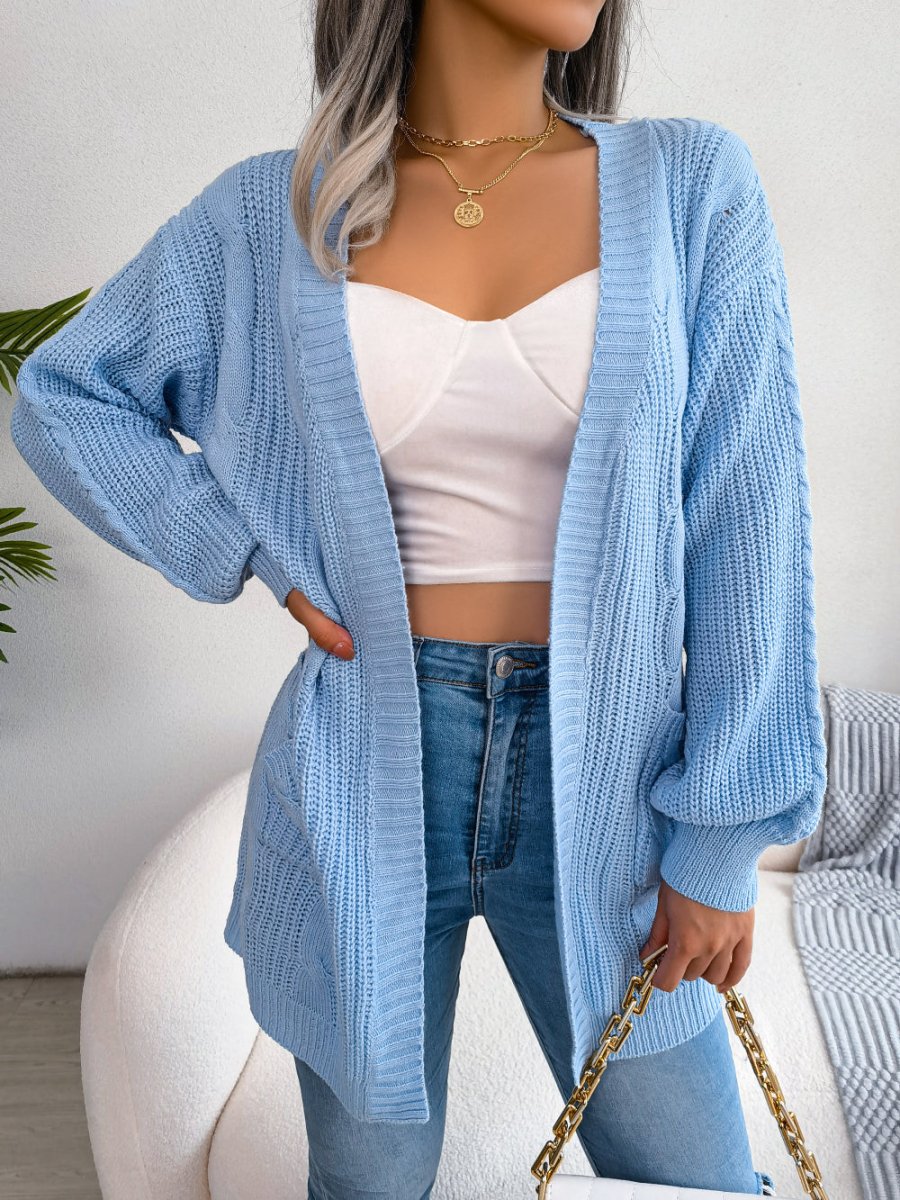 Women's Oversized Cardigan | Chunky Cable Knit with Pockets, Open Front 4