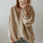 Women's Oversized Cardigan | Fluffy Brushed Knit, Button Front 0