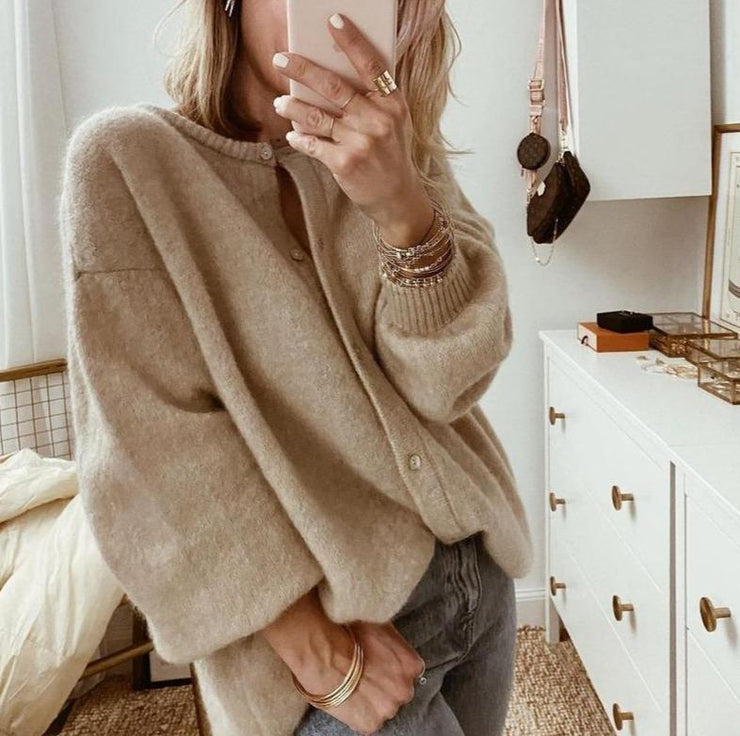 Women's Oversized Cardigan | Fluffy Brushed Knit, Button Front 1