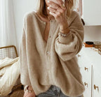 Women's Oversized Cardigan | Fluffy Brushed Knit, Button Front 3