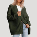 Women's Oversized Cardigan | Ribbed Knit, V-Neck, Button Front 0