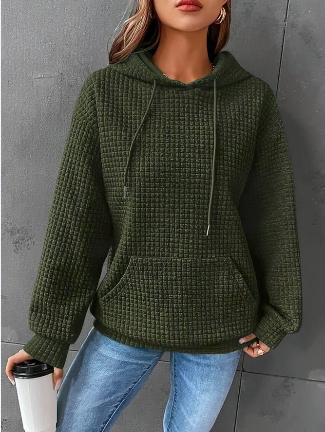 Women's Oversized Hoodie | Waffle Knit, Drawstring Hood, Kangaroo Pocket 1
