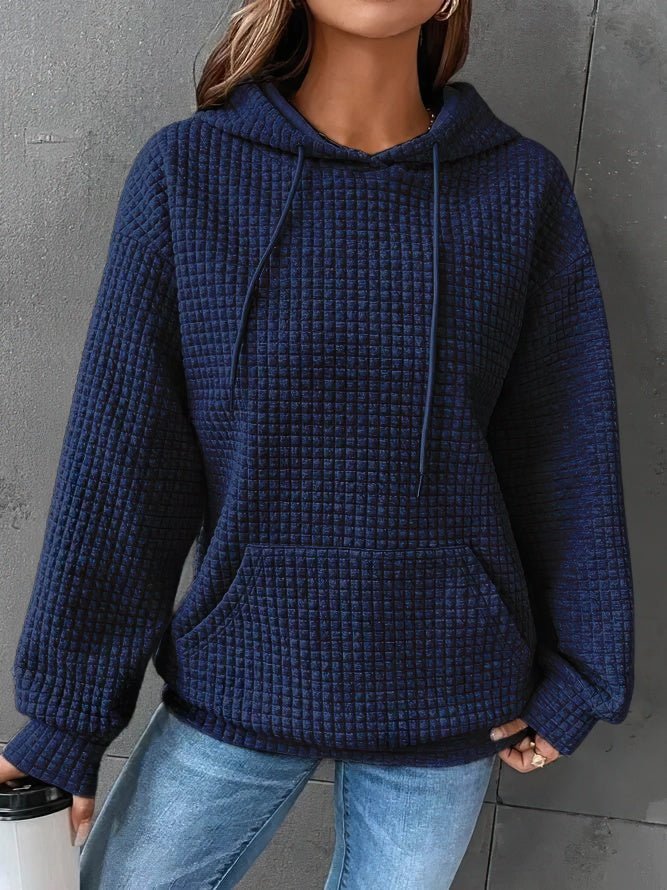 Women's Oversized Hoodie | Waffle Knit, Drawstring Hood, Kangaroo Pocket 2