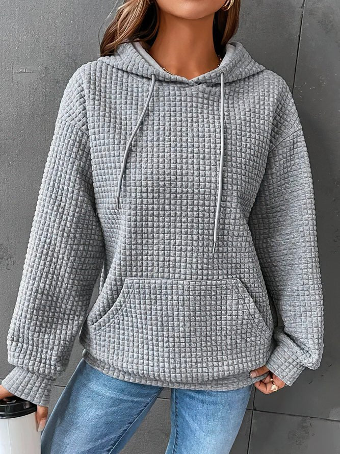Women's Oversized Hoodie | Waffle Knit, Drawstring Hood, Kangaroo Pocket 3