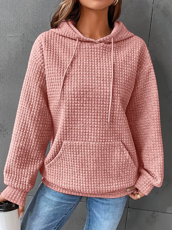 Women's Oversized Hoodie | Waffle Knit, Drawstring Hood, Kangaroo Pocket 4