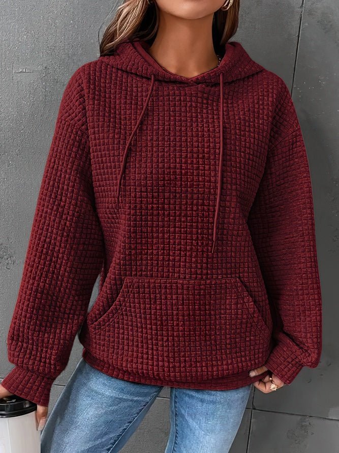 Women's Oversized Hoodie | Waffle Knit, Drawstring Hood, Kangaroo Pocket 5