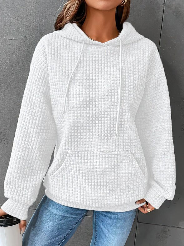 Women's Oversized Hoodie | Waffle Knit, Drawstring Hood, Kangaroo Pocket 6