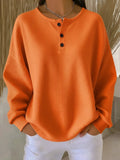 Women's Oversized Hoodie | Waffle Knit, Henley Neckline, Comfortable Fit 0