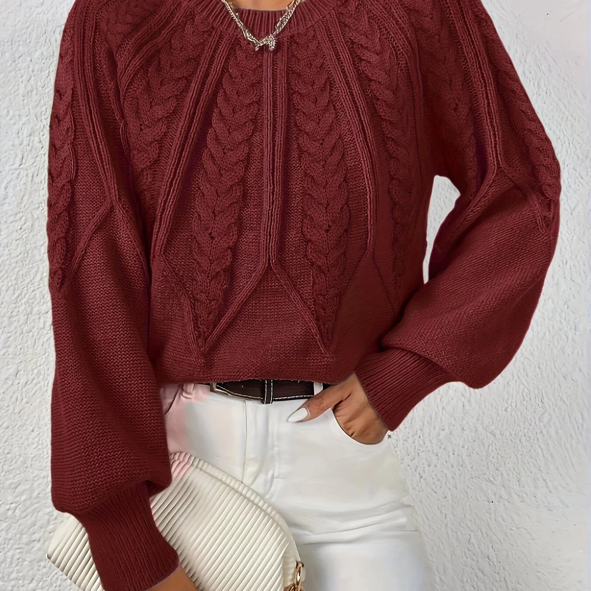Women's Oversized Jumper | Cable-Knit, Cropped, Relaxed Fit 2