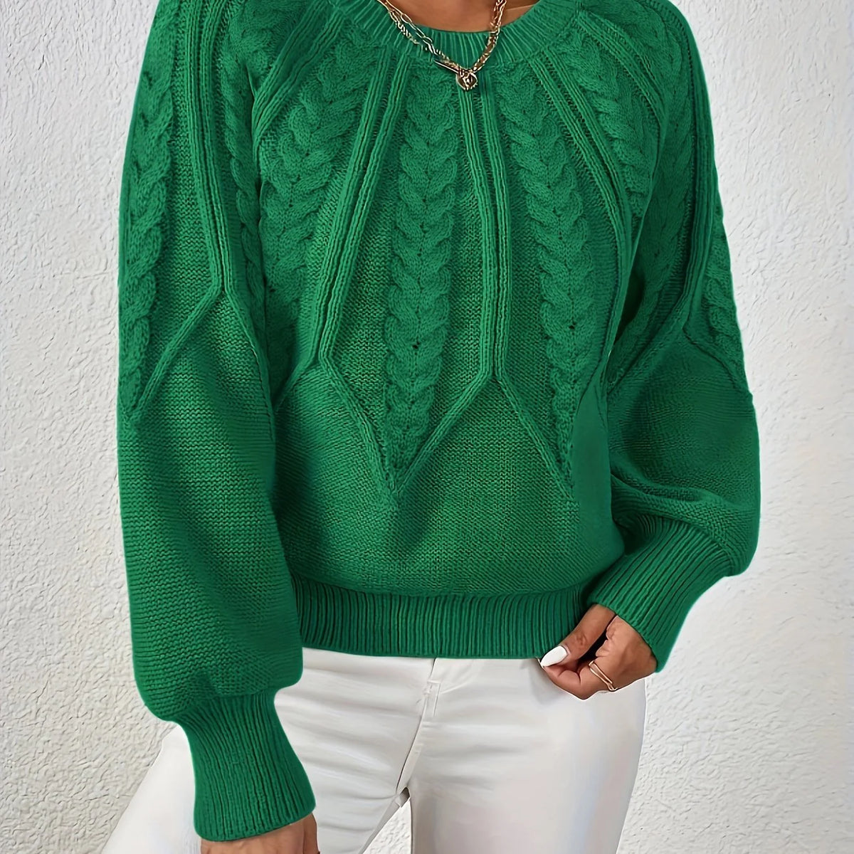 Women's Oversized Jumper | Cable-Knit, Cropped, Relaxed Fit 4