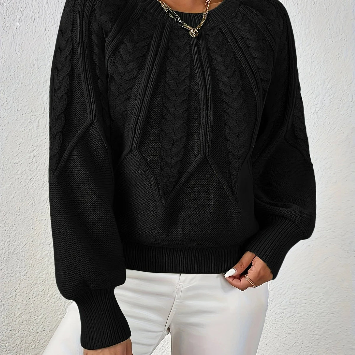 Women's Oversized Jumper | Cable-Knit, Cropped, Relaxed Fit 6