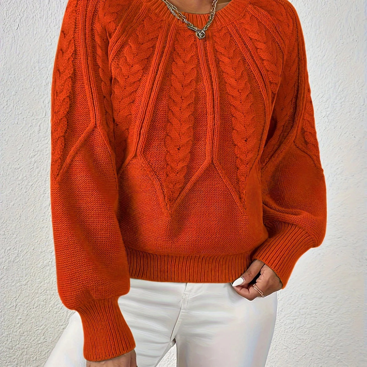 Women's Oversized Jumper | Cable-Knit, Cropped, Relaxed Fit 7