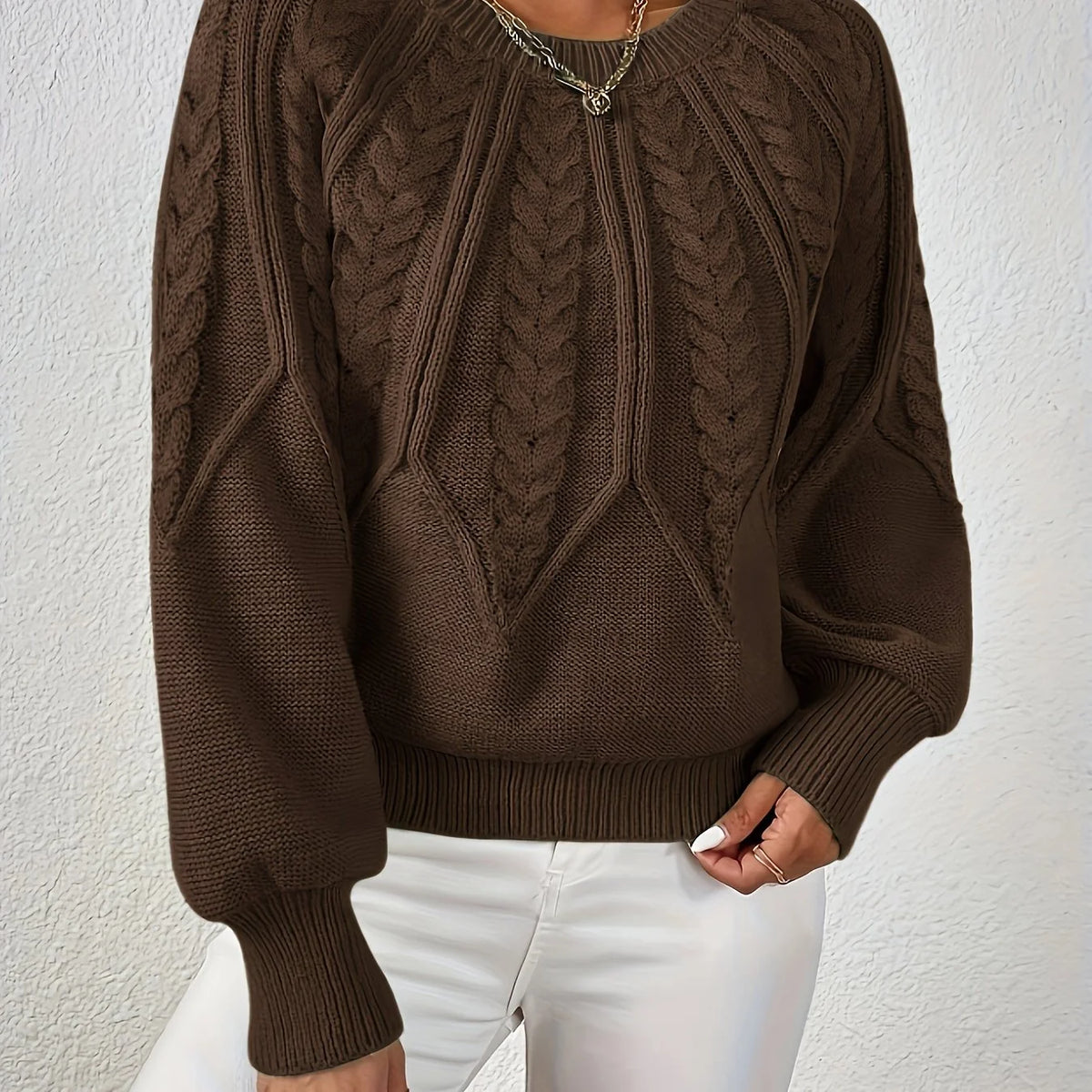 Women's Oversized Jumper | Cable-Knit, Cropped, Relaxed Fit 8