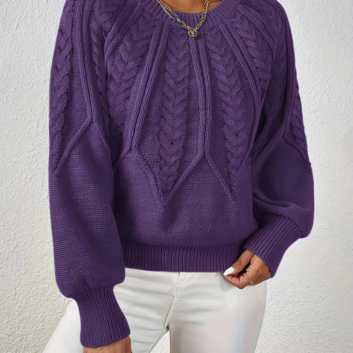 Women's Oversized Jumper | Cable-Knit, Cropped, Relaxed Fit 9