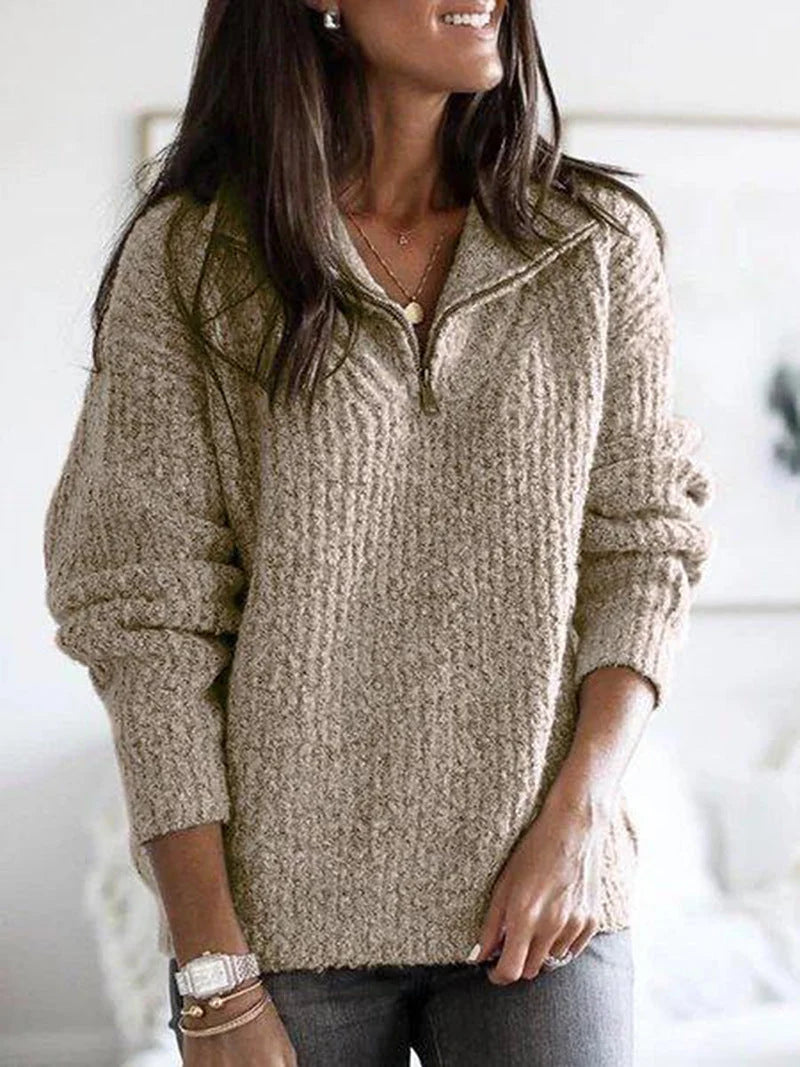 Women's Oversized Jumper | Textured Knit, Half-Zip, Relaxed Fit 2