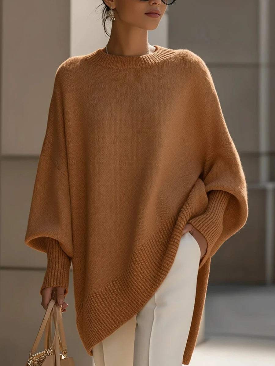 Women's Oversized Jumper | Wool Blend, Asymmetrical Hem, Ribbed Cuffs 7